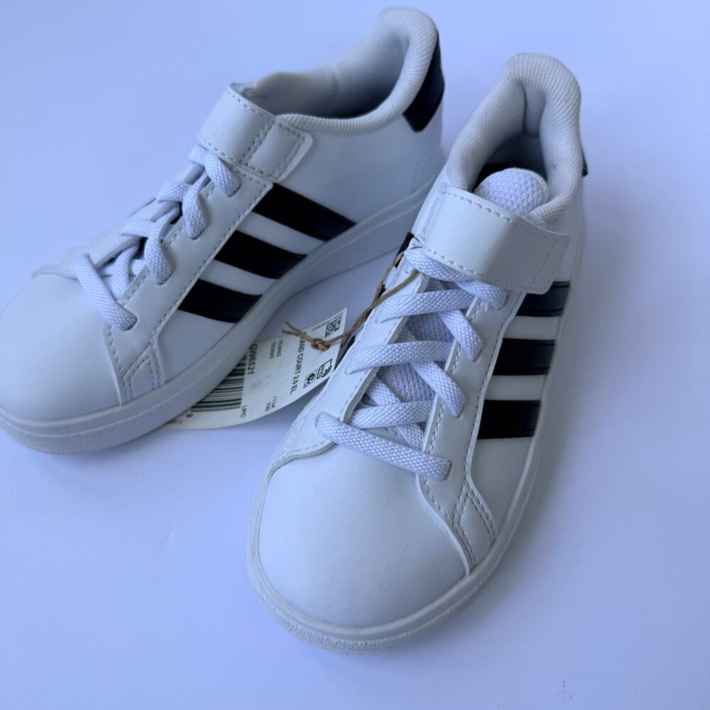 Adidas Grand Court 2.0 EL White/Black Kids 12K NWT